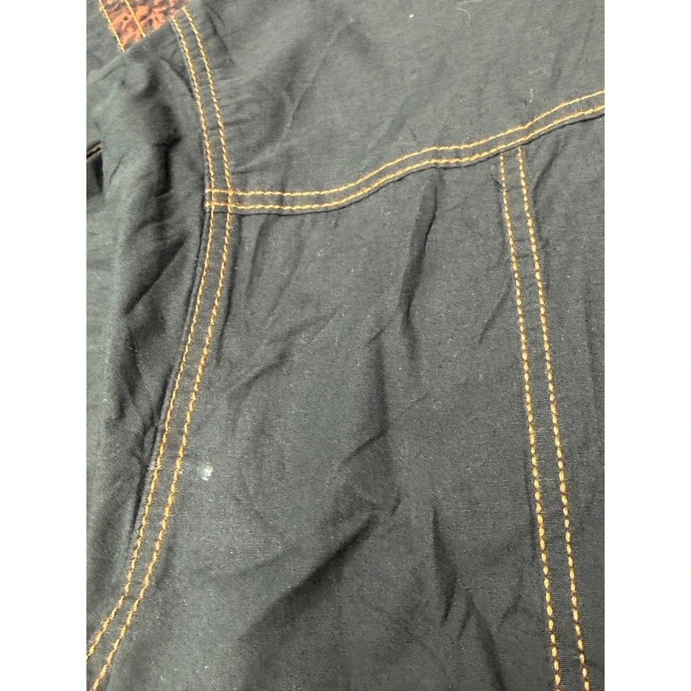 Rock Roll-n-Soul Button Down Mens Large Black Snakeskin Collar Contrast Stitch